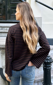 Oversized-Strepen-Top-Katoen-Choco-Zwart-3