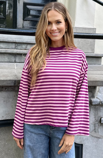 Oversized-Strepen-Top-Katoen-Purple-Roze-5