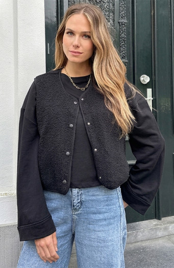 Italienische Teddy-Taschenweste Schwarz
