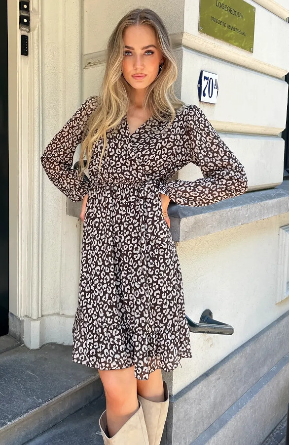 Luxury-V-hals-Jurk-Leopard-Choco-6-5
