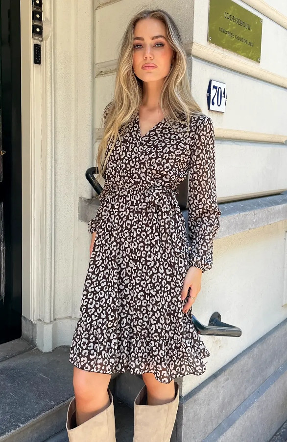 Luxury-V-hals-Jurk-Leopard-Choco-6-7