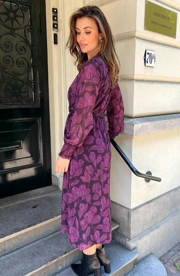 Maxi-V-hals-Jurk-Print-Paars-66-2