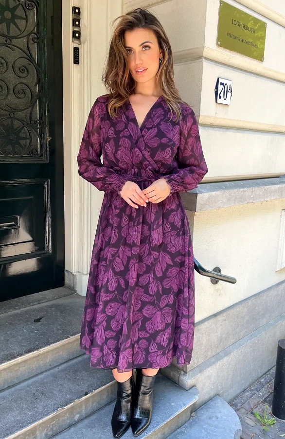 Maxi-V-hals-Jurk-Print-Paars-66-6