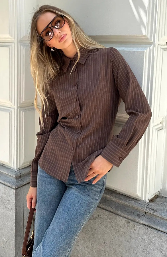 Pinstripe-Knopen-Blouse-Bruin-66-1
