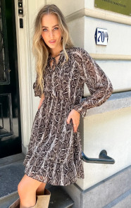 Ruffle-Snake-Print-Jurk-Beige-66-1