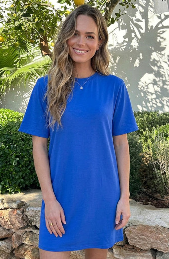 Schmal geschnittenes T-Shirt-Kleid Kobalt