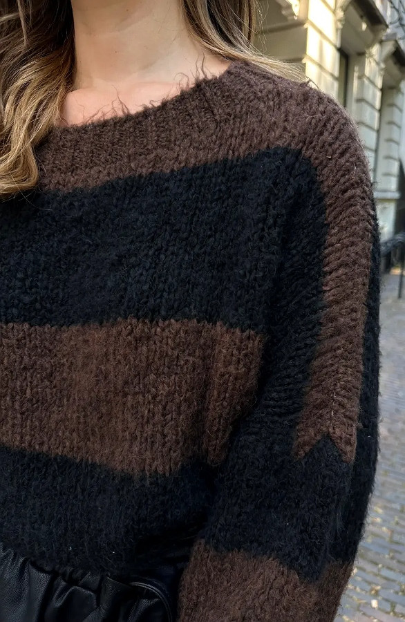 Soft-Knitted-Sweater-Strepen-Zwart-Choco-55-2