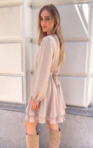 V-hals-Strik-Jurk-Liv-Beige-2