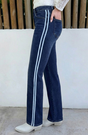 Wide Leg Jeans Bies Dunkelblau Stretch FMH