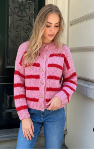 Oversized-Soft-Striped-Cardigan-Fucshia-2