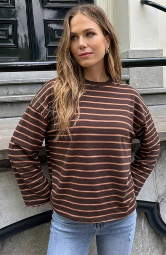 Oversized-Strepen-Top-Katoen-Tricolore-Camel-Choco-55-5