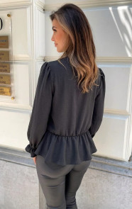 Peplum-V-hals-Blouse-Zwart-4