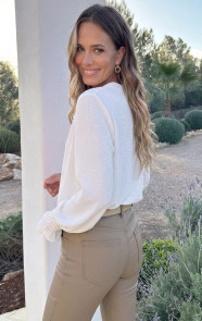 Smocked-V-hals-Blouse-Ecru-3