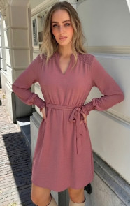 V-hals-Smocked-Jurk-Dust-Roze-59-2
