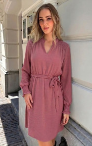 V-hals-Smocked-Jurk-Dust-Roze-59-3
