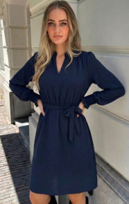 V-hals-Smocked-Jurk-Navy-58-1