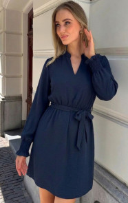 V-hals-Smocked-Jurk-Navy-58-3