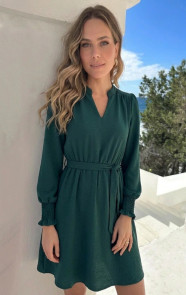 V-hals-Smocked-Jurk-Smaragd-3